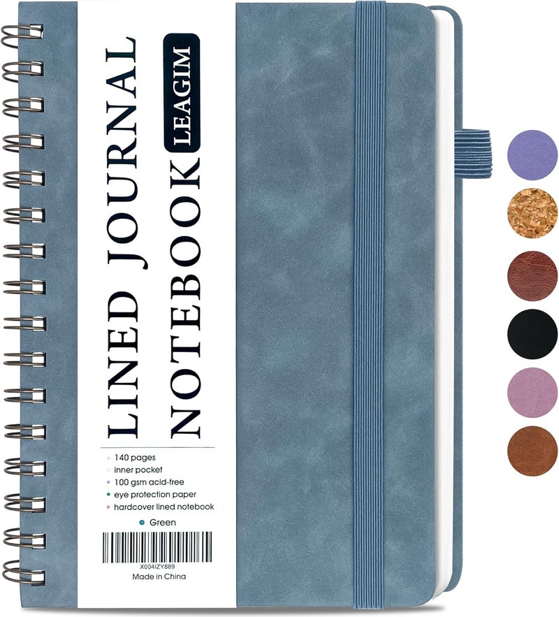 LEAGIM Lined Spiral Journal Notebook for Women & Men, College Ruled Hardcover Notebook for Work & Note Taking, Journals for Writing, 100 GSM, Business, School, 140 Pages, A5(5.8"x8.5") - Green - Image 1